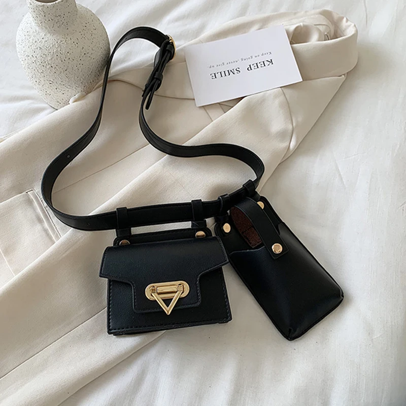 2023 New 2Pcs Waist Bags for Women High Quality PU Chest Bag Designer Bodypack Cute Waist Pack Luxury Purse Crossbody Bag