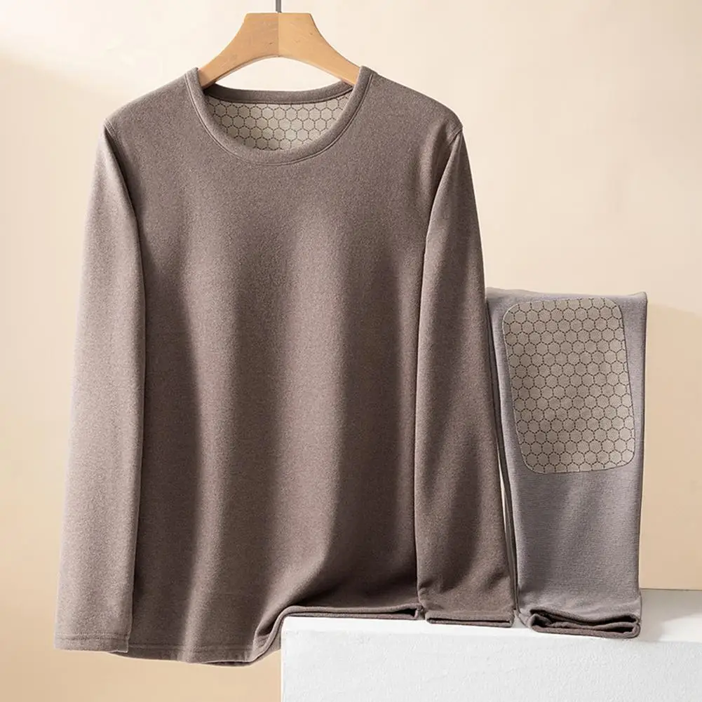 مجموعة طبقة قاعدة جونز طويلة مبطنة بالصوف للرجال من القطن الحراري للطقس البارد، ملابس داخلية حرارية ناعمة قابلة للتمدد #4