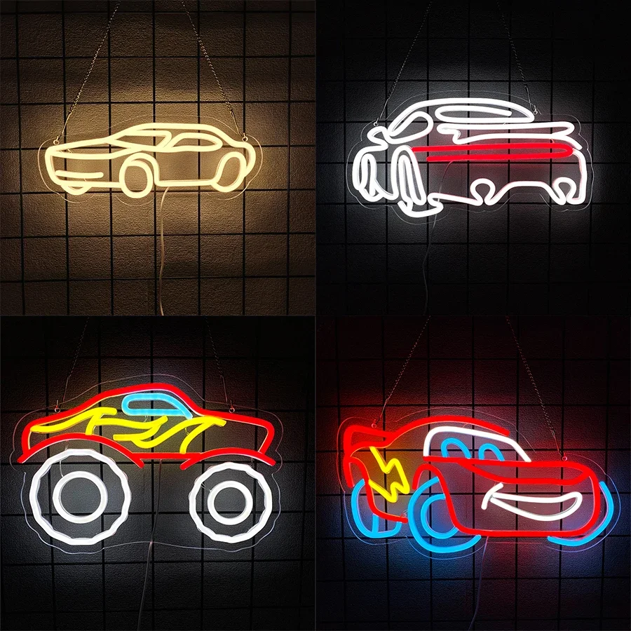 لافتة مضيئة لغرف الألعاب، المرآب، كهف الرجل، الحانات، النوادي، ديكور جدار السيارة، هدية للمراهقين سلسلة السيارات علامة النيون لديكور الحائط، #1