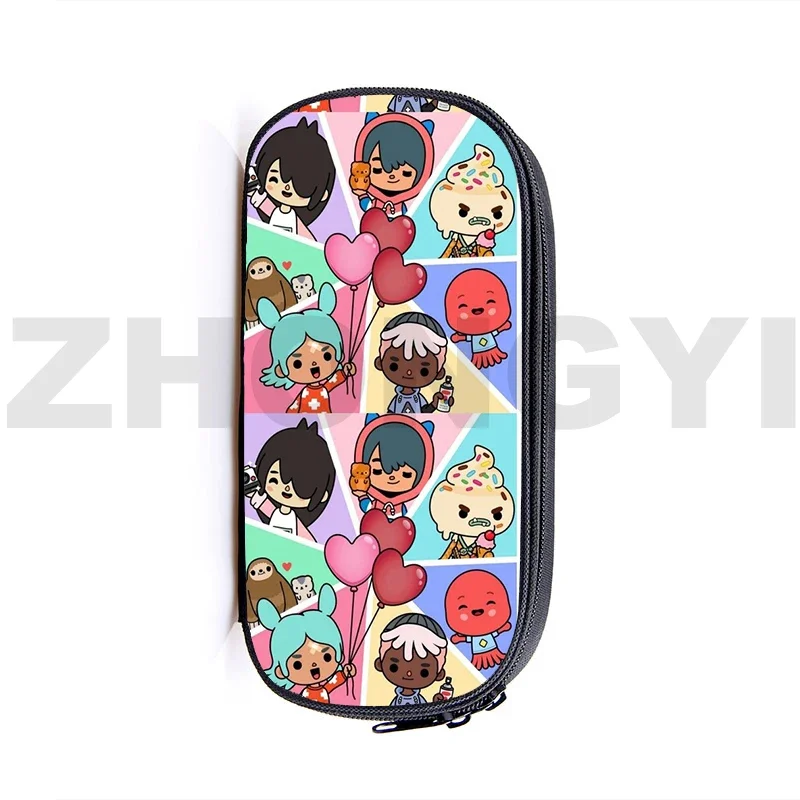 Hot Game 3D Toca Boca Pencil Case Cute Anime Toiletry Bag Cosmetic Cases Canvas Harajuku Kids Girls Toca Life World Pencil Pouch