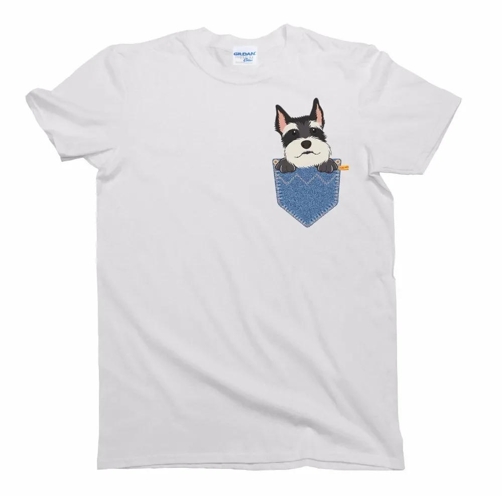 Ropa nueva de Hip Hop, Tops Schnauzer Pocket Dog, regalo de cumpleaños, camiseta para hombre y mujer, camiseta fresca de verano clásica