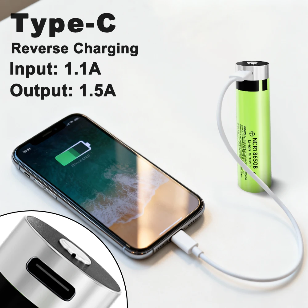 LiitoKala USB-34B Type-C 18650 3.7V 3400mAh USB Rechargeable Li-ion Battery for Flashlight Electric Mouse Toy Battery