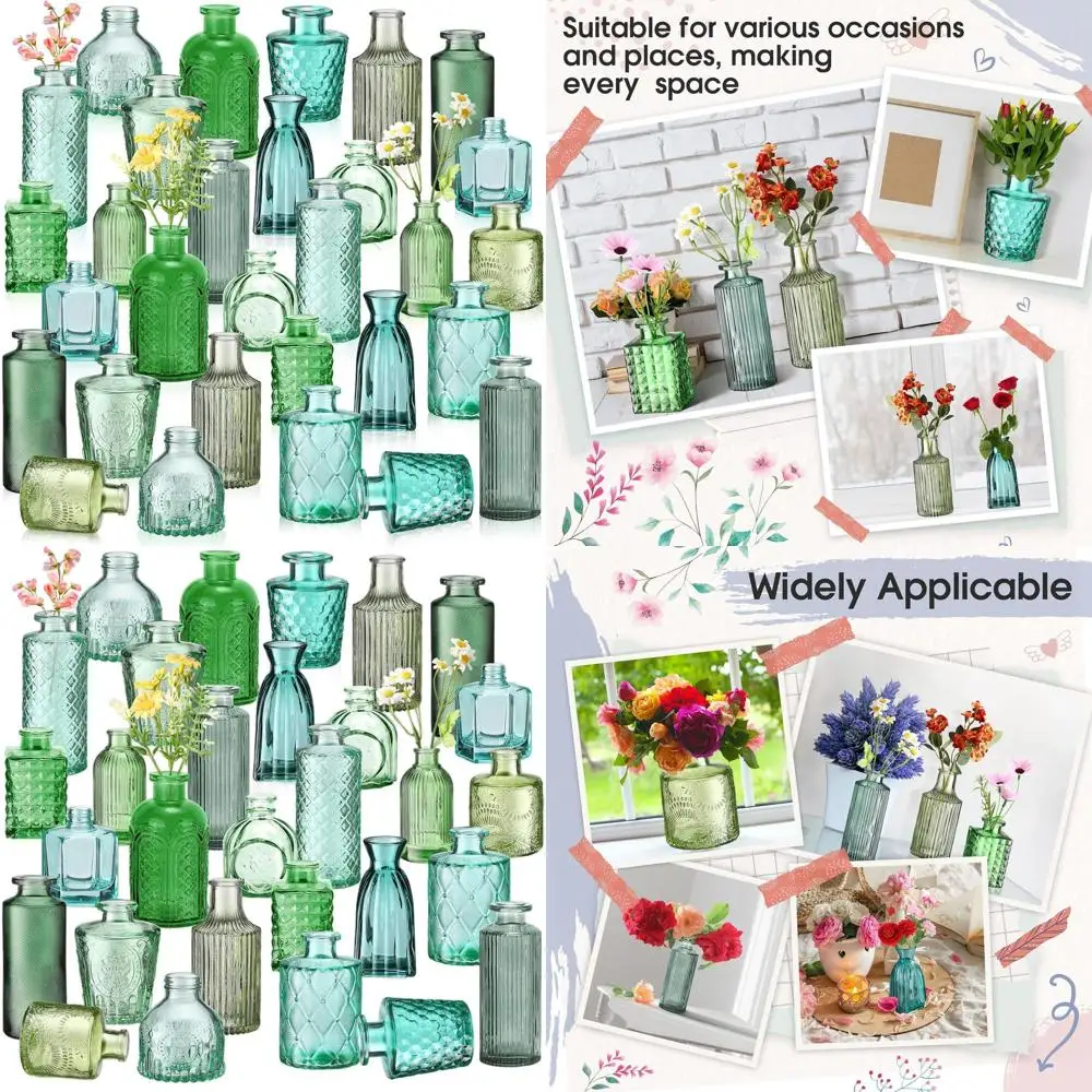 

Массовый набор из 30 цветных стеклянных ваз на Рождество, домашний декор и свадьбу — зеленая серия