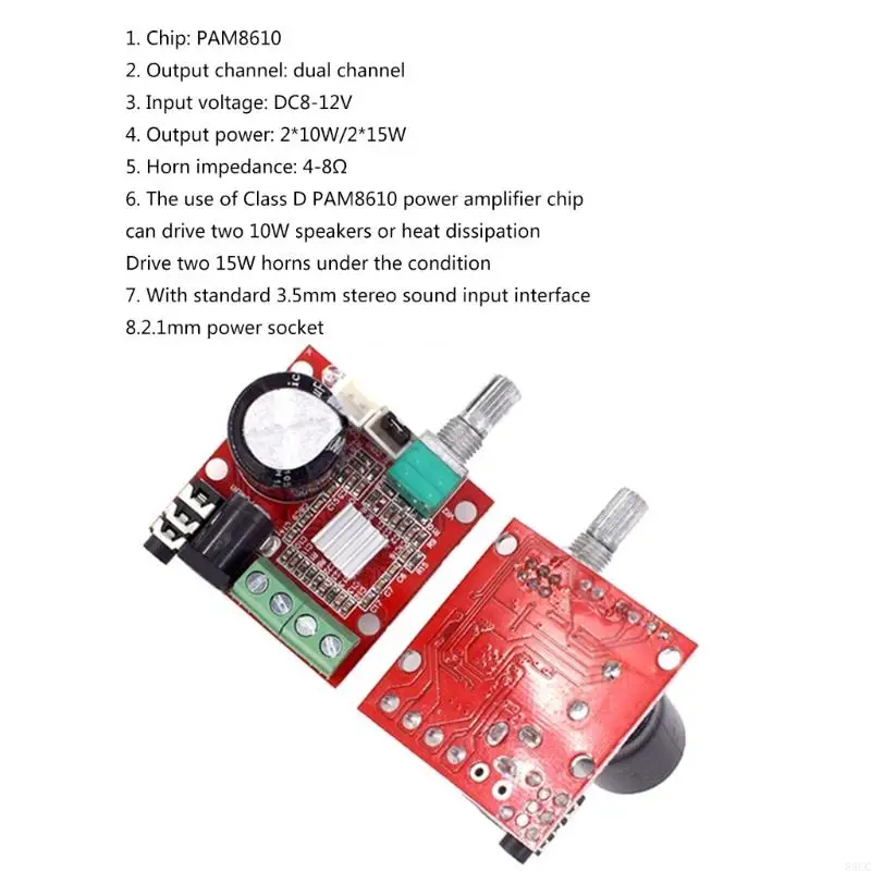 83CC DC12V PAM8610 Stereo Power Amplifier Board Meningkatkan Mendengarkan