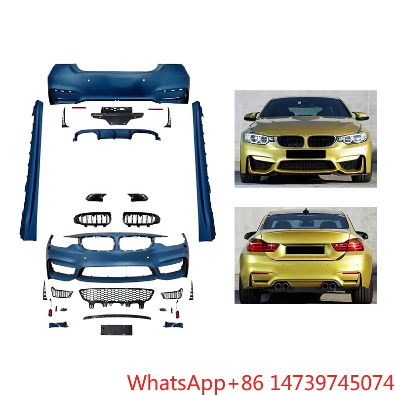 2013-2020 4 Series F32 M4 Style Full Body Surround Kit Front Rear Bumper Side Skirt Complete Mod PartsCar Parts Body Kit