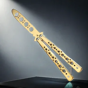 سكين قابل للطي من الفولاذ المقاوم للصدأ ، مدرب محمول ، سكين ممارسة جيب ، أداة تدريب ألعاب خارجية أفضل 10 سكين فراشة مبيعا - No4