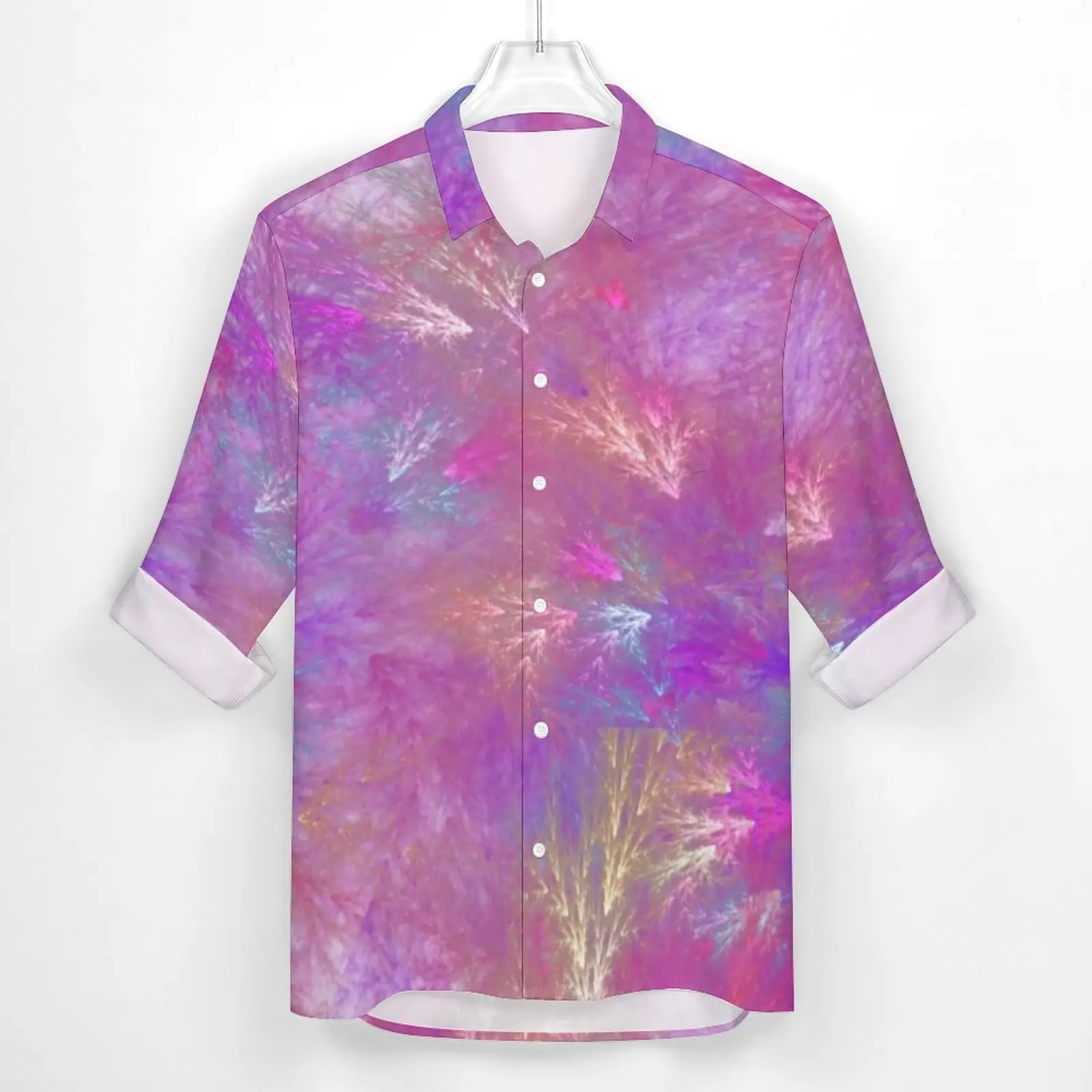 Mystic Splash Shirt Colorful Abstract Print Casual Shirts Long Sleeve Custom Aesthetic Blouses Autumn Loose Oversize Clothing