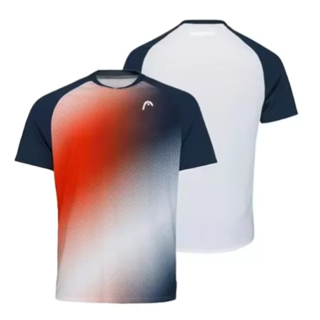 Men\'s O-Neck Short-Sleeved T-Shirt Head Tennis Shirt Table Tennis Badminton T-Shirt Tracksuit Breathable and Light Casual Tshirt