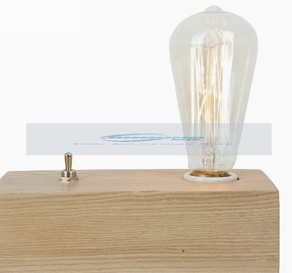 Log lamp, simple solid wood bedside table, dormitory lamp