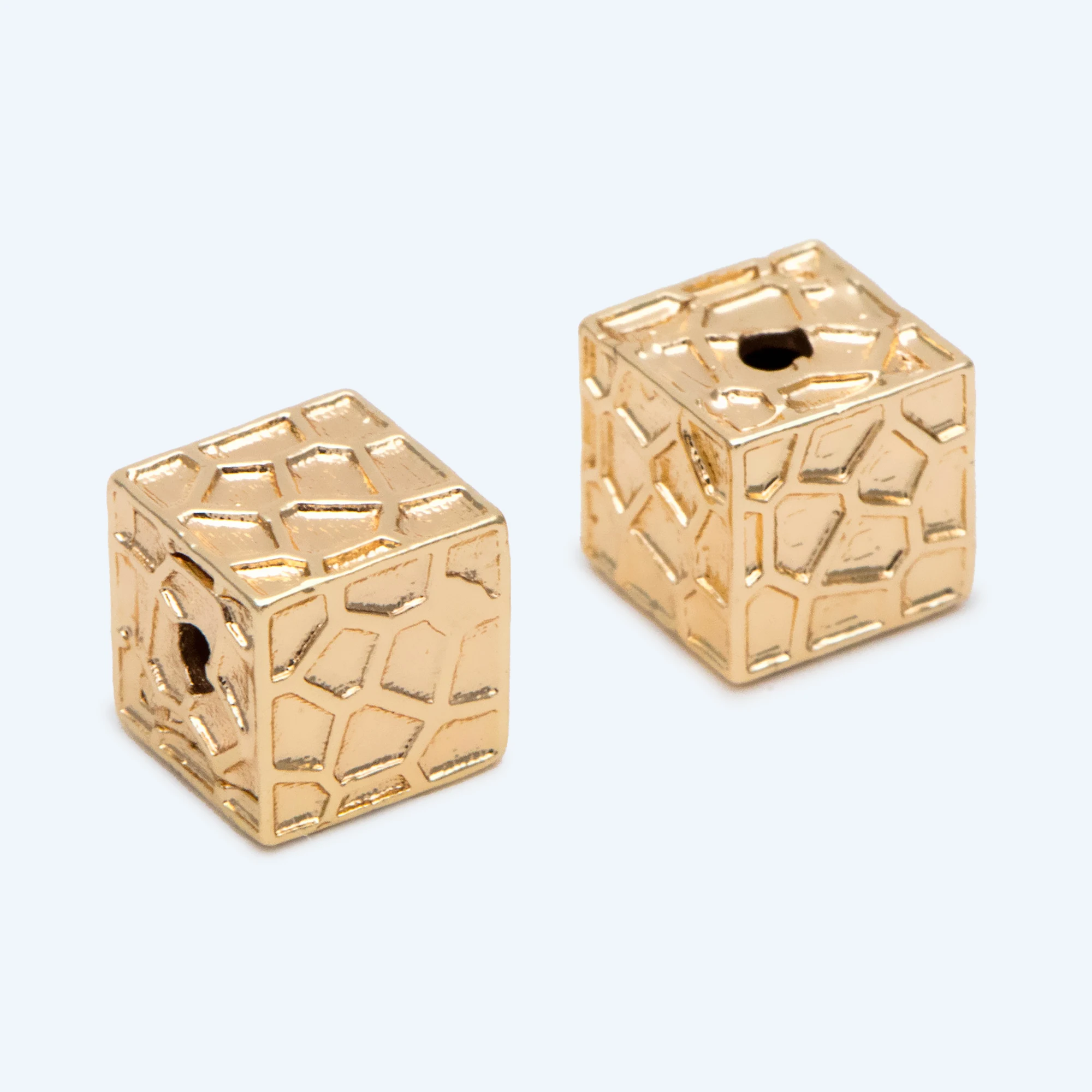 

10pcs Cube Spacers 8mm, 18K Gold Plated Brass Square Beads, For Jewelry Making Diy Material Supplies (GB-2825)