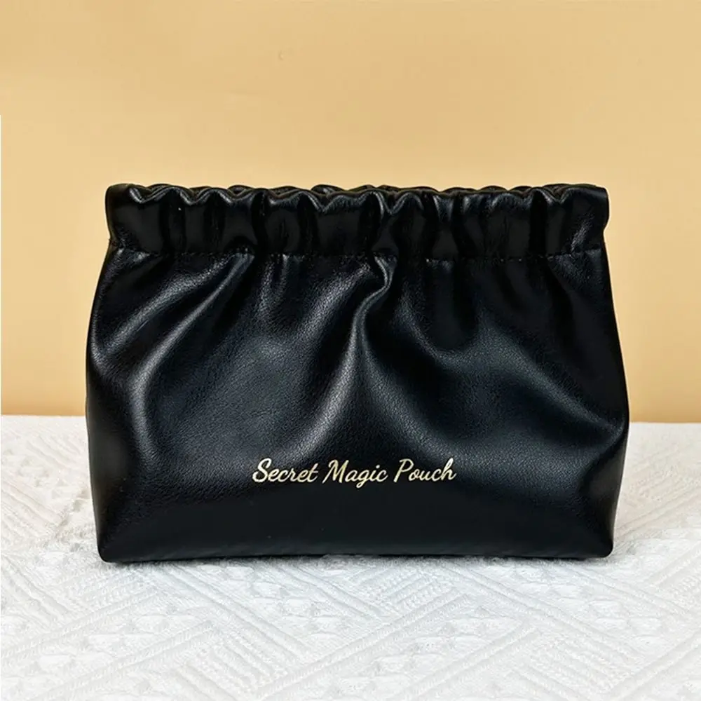 

Portable Korean Style PU Leaf Spring Bag Self-closing Storage Bag Small Item Bags Solid Color Cosmetic Bag Girls