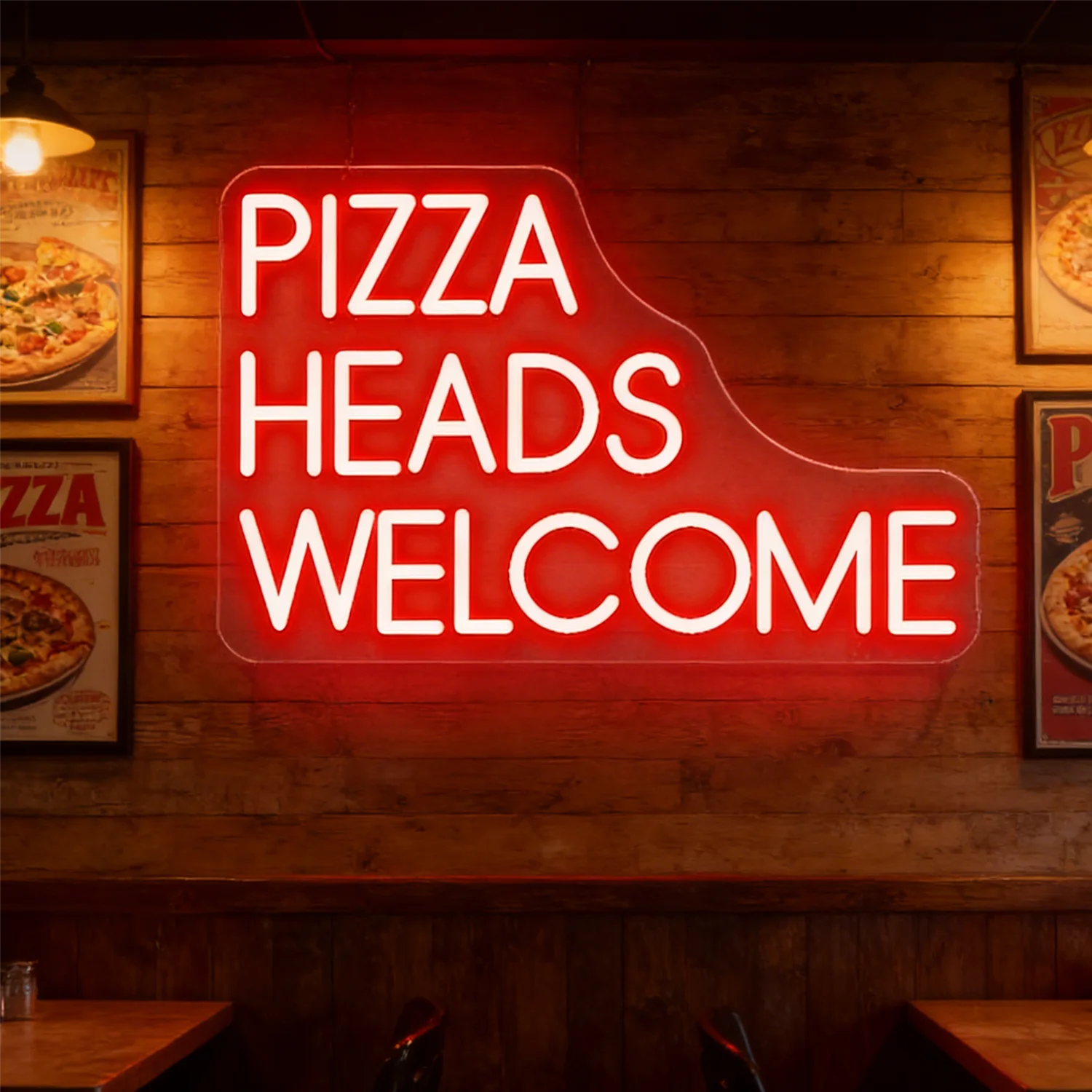 

Неоновая светодиодная лампа Pizza Heads Welcome красного цвета с регулируемой яркостью для тематических вечеринок, ресторанов, развлекательных зон, декора стен, подарок для любителей пиццы