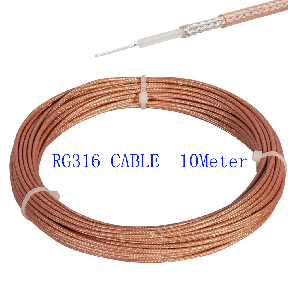 

10meter RG316 Coaxial cable 2.5mm 50 Ohm Low Loss 30ft for crimp connector