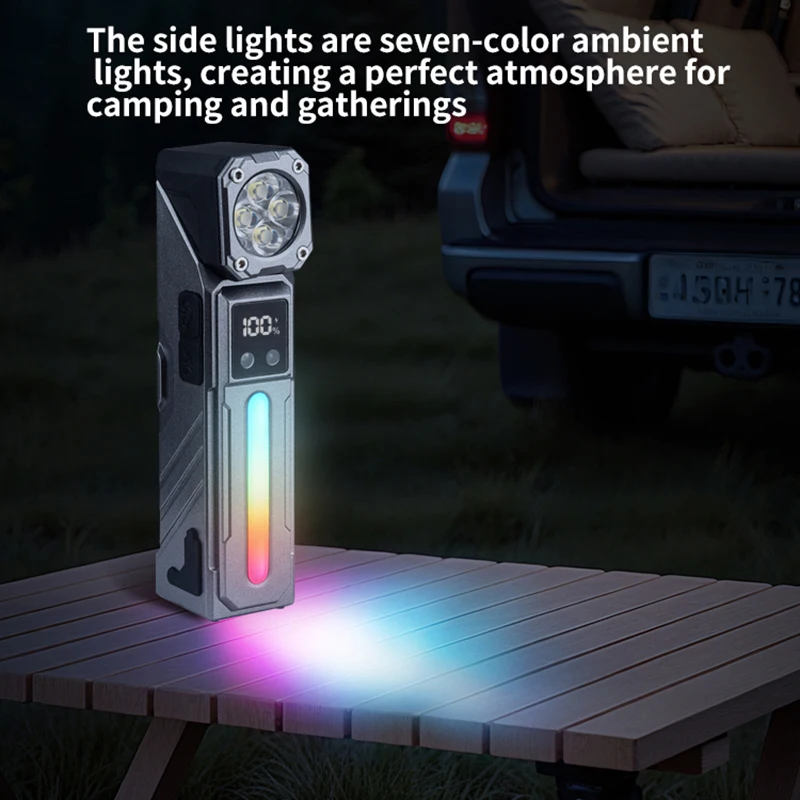 RGB Lamp USB Rechargeable LED Flashlight Portable Tail magnet flashlight Super Bright Camping Lantern Side COB emergency light