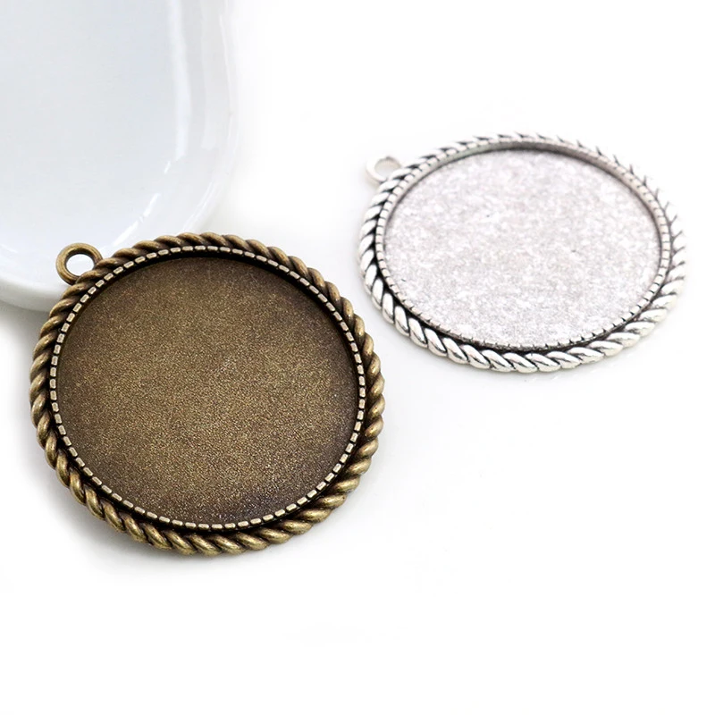 5pcs/lot 35mm Inner Size Antique Bronze and Silver colors plated Fashion Style Cabochon Base Setting Charms Pendant