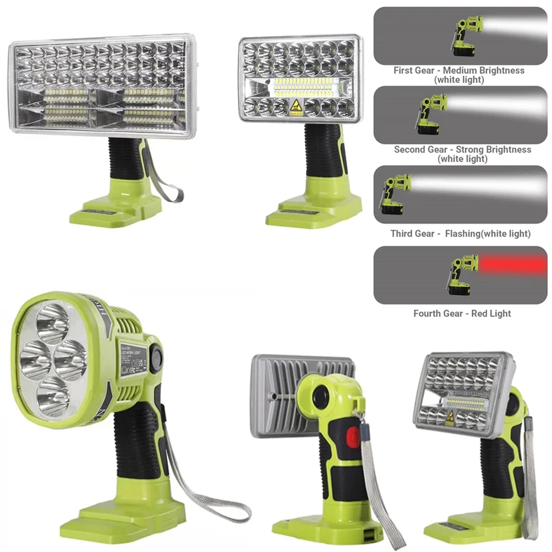 3/5/8/9 inch Cordless LED Light For RYOBI 18V Nickel One+ Battery Outdoor Flashlight Spotlight Lamp Emergency Tool Lights