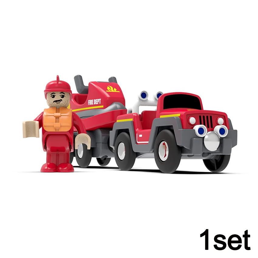 Magnetic Electric Train Car Fire Truck Ambulance Police Trailer Car Forklifts Fit Wooden Brio Rail Track Leduo Toy Brick Figuers