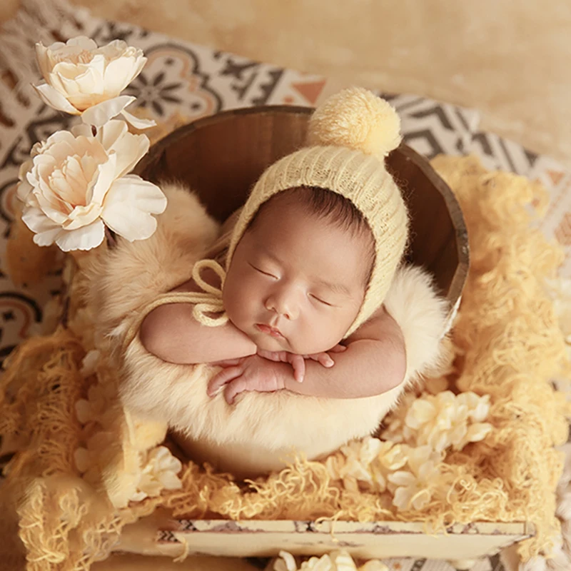 0-1 Months Photography For Newborns Props Accessories Plush Ball Hat Headflower Rabbit Blanket Props Studio Shooting Decoration