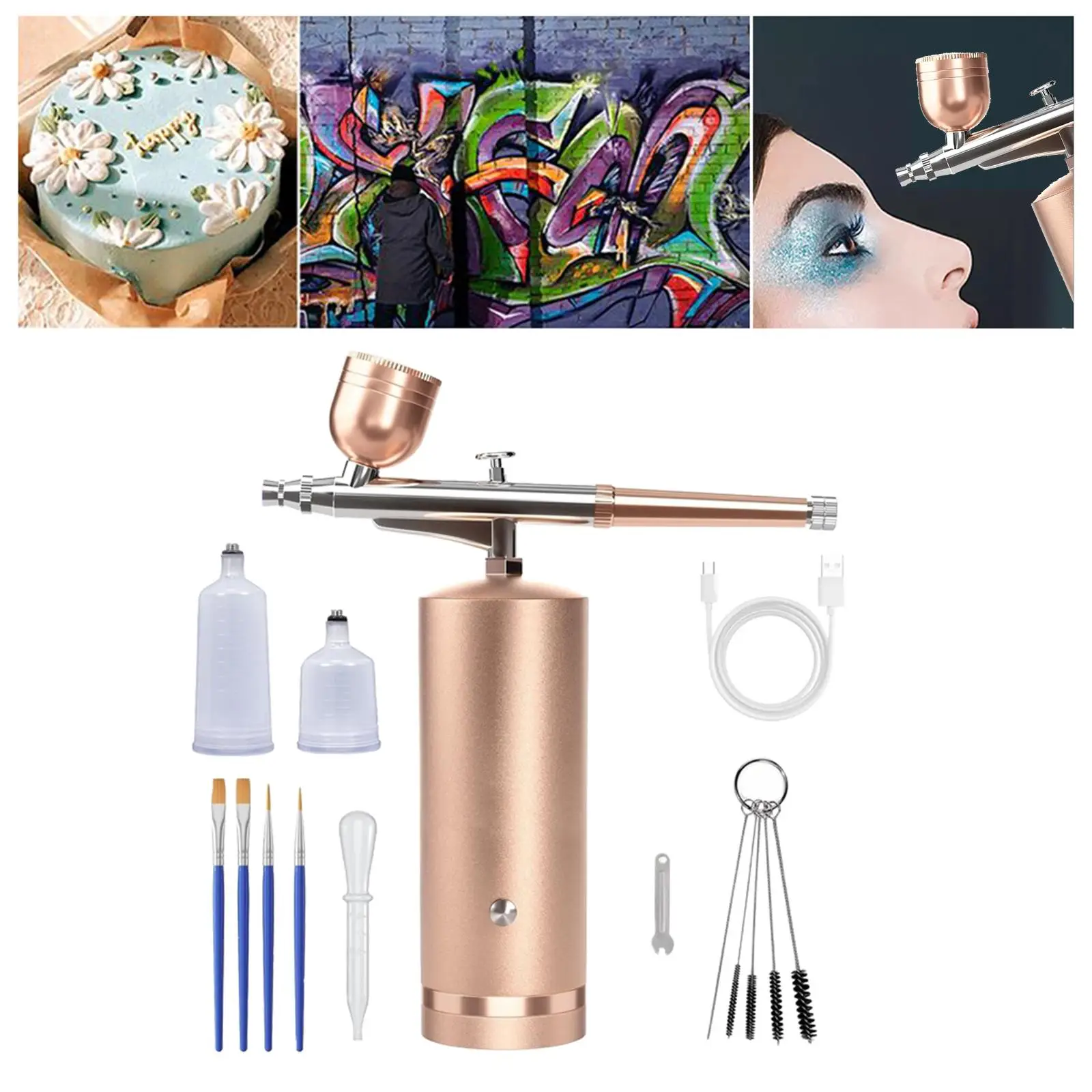 

Airbrush Set Adjustable High Pressure Barber Airbrush Compressor for Makeup Barber Model Coloring Art Painting Cake Decoration