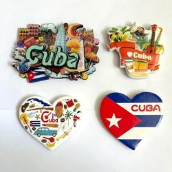 Handmade Painted National Flag of Cuba 3D Fridge Magnets Tourism Souvenirs Refrigerator Magnetic Stickers