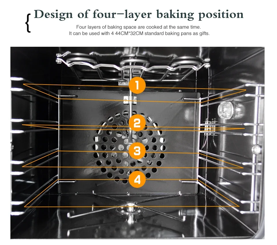 Commercial Four-Layer Convection Oven 6000W Electric Baking Oven Bakery Oven Bread Baking Furnace With Spray Function