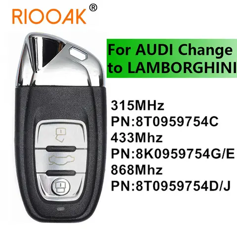 No logo 8T0959754C 8T0959754D 315/433/868MHz For Audi From Lamborghini Modified Remote Car Key FOB for Audi 2008-2014 A4 A5 Q5
