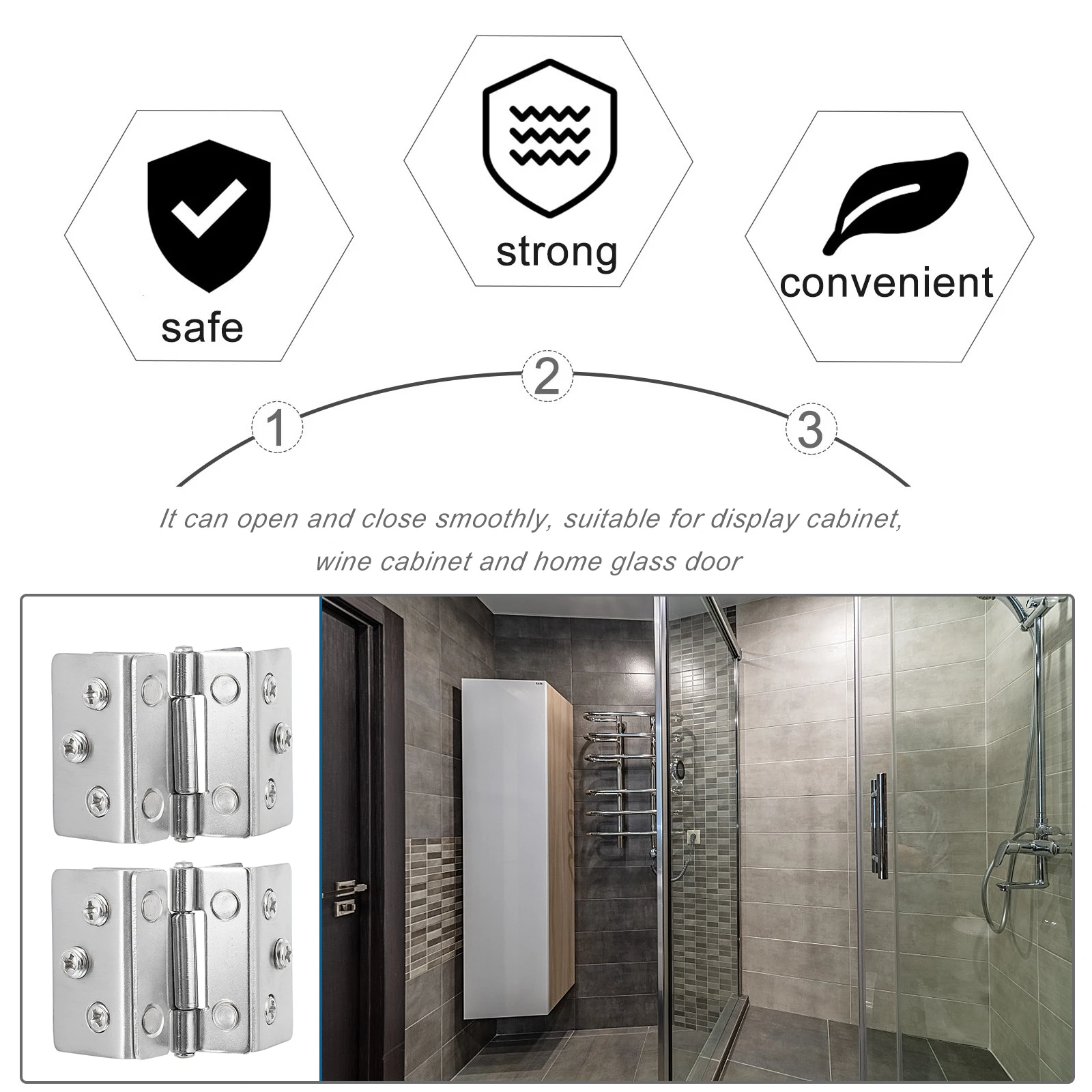 

2 шт., стеклянные дверные петли, витрина, кухонные двухсторонние петли из нержавеющей стали для