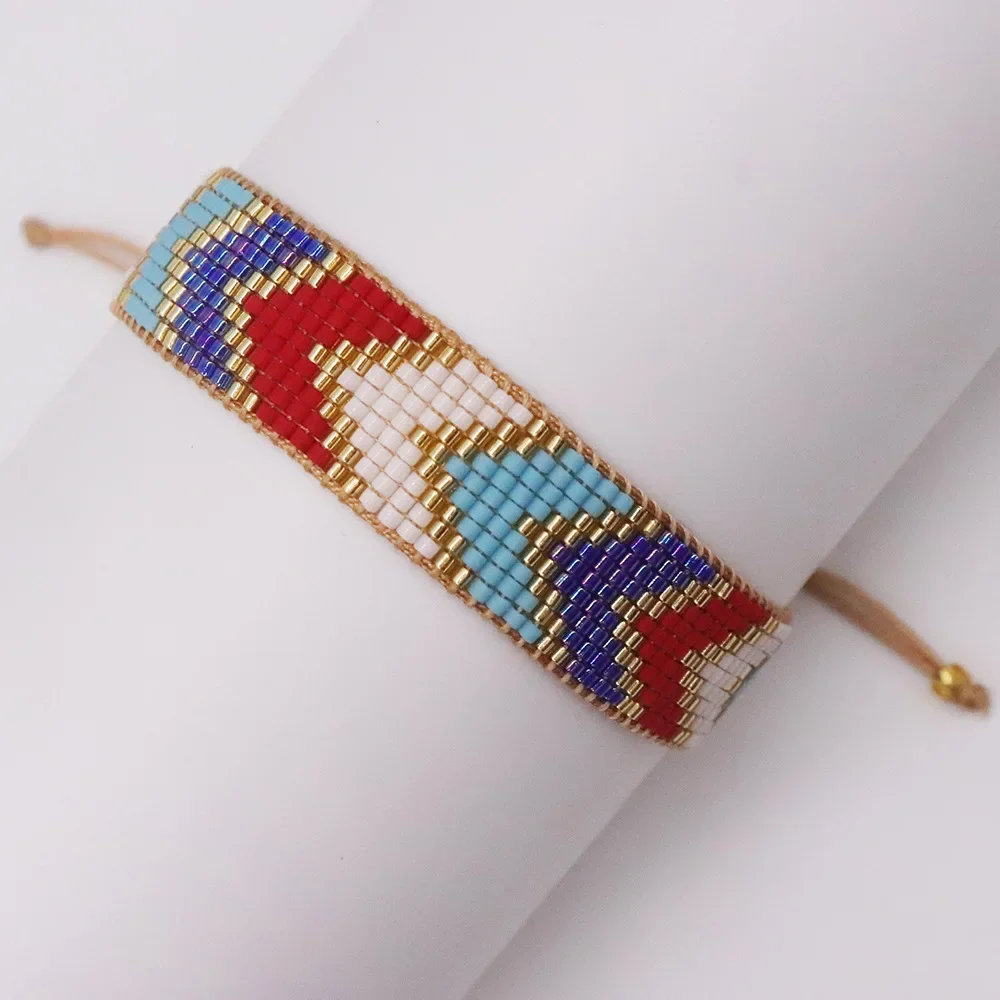 

Rice Ball Bracelet Hand woven fashion rainbow ripple originality Simplicity Bohemia Adjustable Unisex Beaded Bracelet