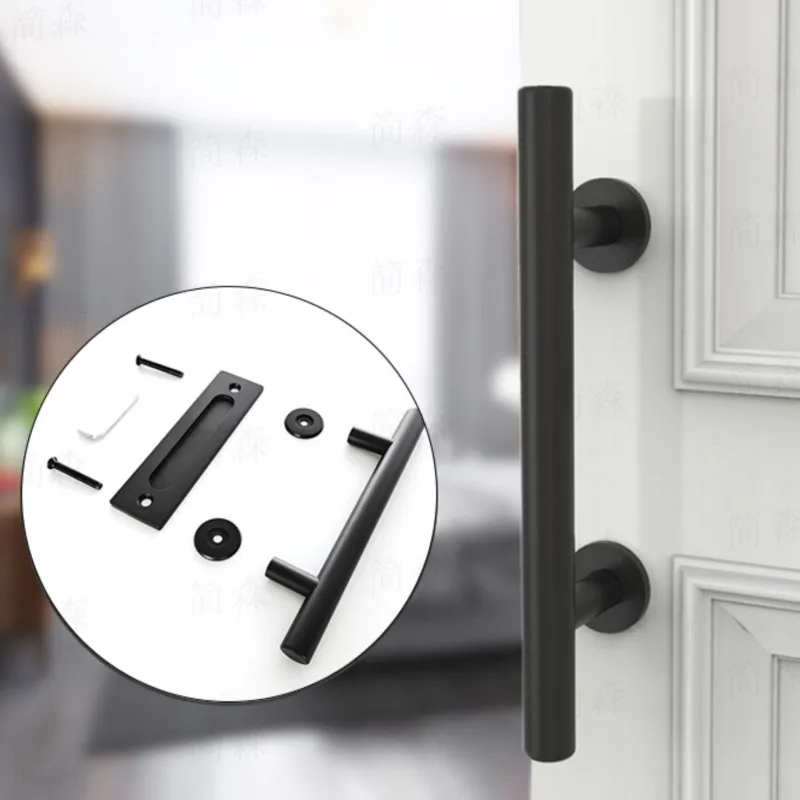 

Barn Door Black Door Handle Compartment Handle Simple Cabinet Door Circular Tube Handle