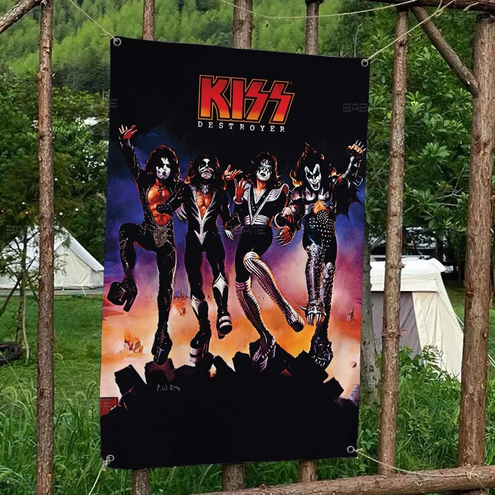 Vintage Heavy Metal Kiss Band Retro Flags Multiple Choice Living Studio Booth Interior Decoration Banner