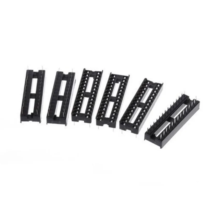 66PCS IC Socket DIP6 DIP8 DIP14 DIP16 DIP18 DIP20 DIP24 DIP28 Pin Integrated Circuit Adaptor Solder Type Socket Kit Narrow