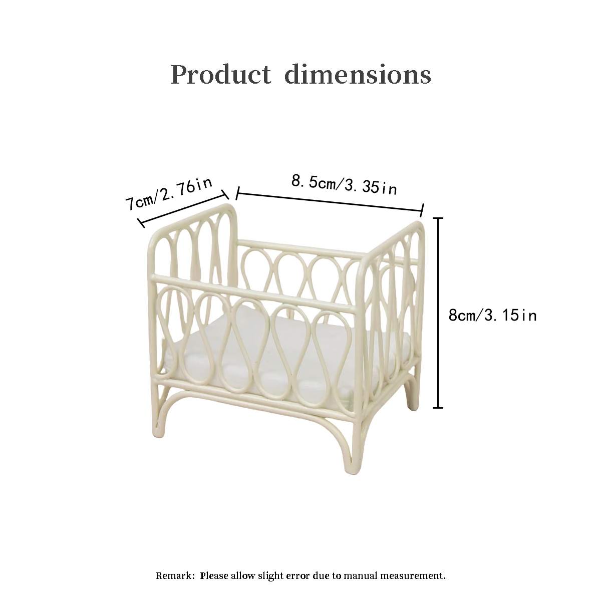 1:12 Miniature Artificial Mini Furniture Wrought Iron Crib Suitable for Doll House Play House Accessories