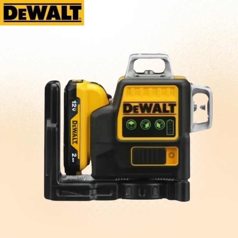 Dewalt DW089LG 12 baris Laser profesional garis sinar hijau 12V baterai Lithium 360 alat lintas luar ruangan Vertikal Horizontal