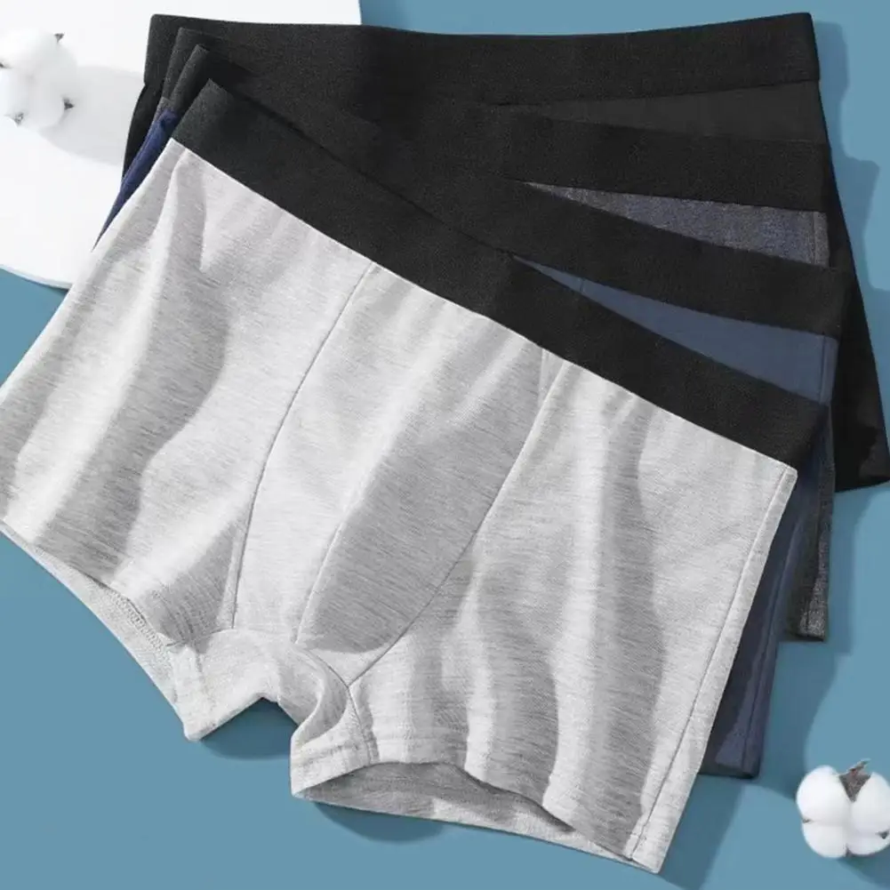 

Men Boxers Underwear Men Soft Summer Ultrathin Breathable Elastic Solid Panties Mid Waist Patchwork Loose Comfortable Boxer