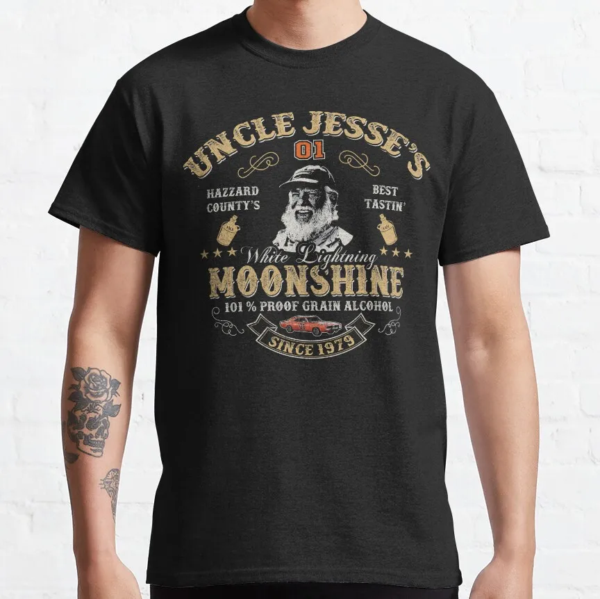

New Vintage Horror Movie Moonlight Hazzard Duke Uncle Jesse Graphic Large Adult Cotton Print Casual Fashion High Quality T-Shirt