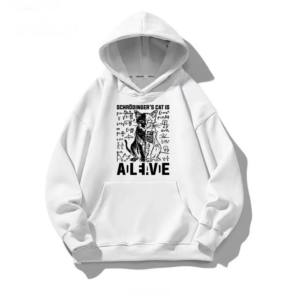 Schrodinger\'s Cat Dead and Alive Physics Hoodie Men Women Aesthetic Sweatshirts Fall Oversized Pullovers Creative Harajuku Hoody