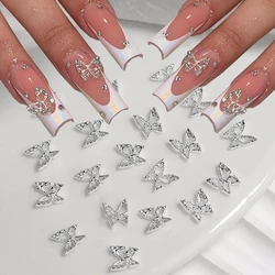 10 pezzi a forma di farfalla strass per unghie argento oro farfalle fascino per unghie 3D decorazione per unghie Glitter accessori per Manicure per unghie 1