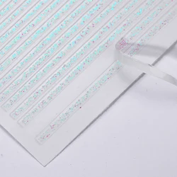 3D Shiny Nail Stickers Lines French Nail Sliders Glitter Gold Silver Metal Stripe Letters Decals Gel Polish Manicure