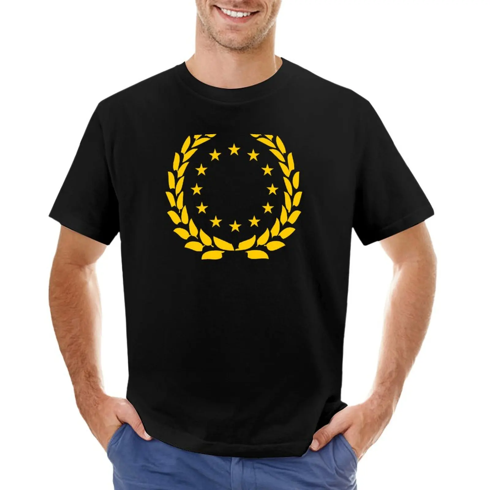 Europe EU stars with laurel wreath T-Shirt sweat man clothes customs design your own shirts men