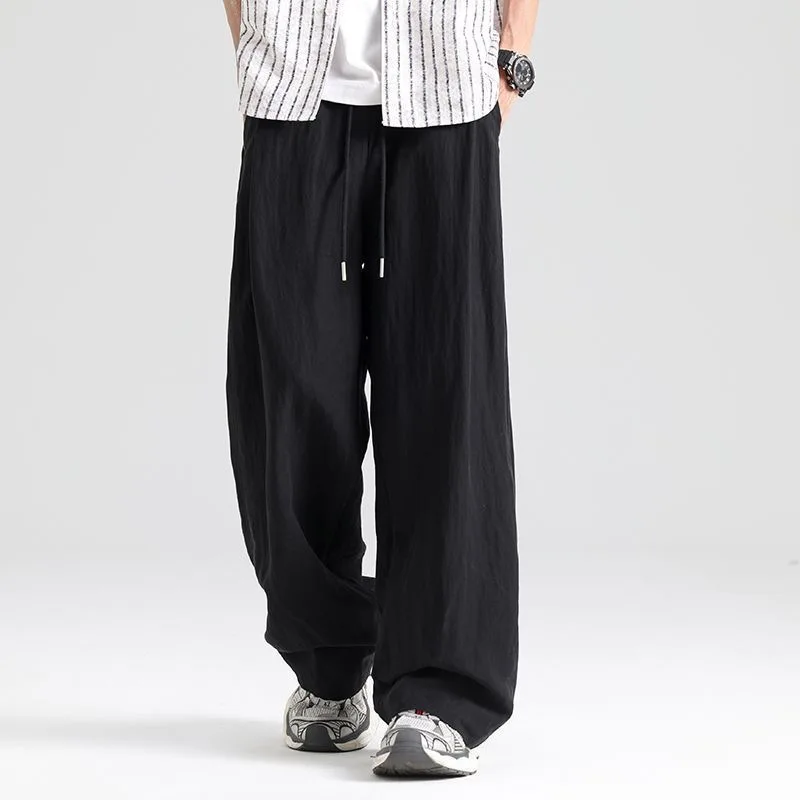 Linen Men Pants Thin Solid Color Casual Comfortable Breathable Pocket Fashion W… - Image 5
