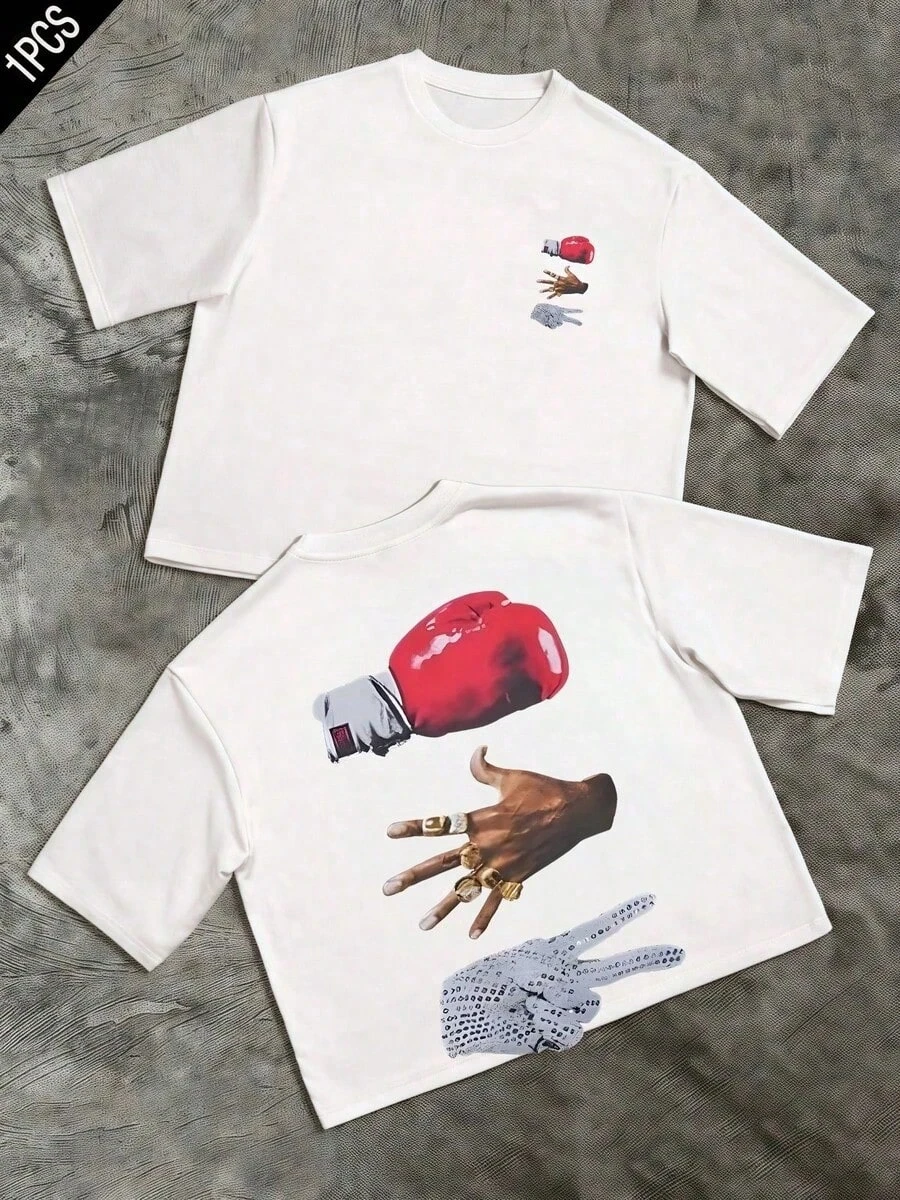 

Мужские боксерские перчатки размера плюс, двусторонняя футболка с цифровым принтом, уличная стильная мужская хлопковая повседневная футболка, одежда в стиле аниме