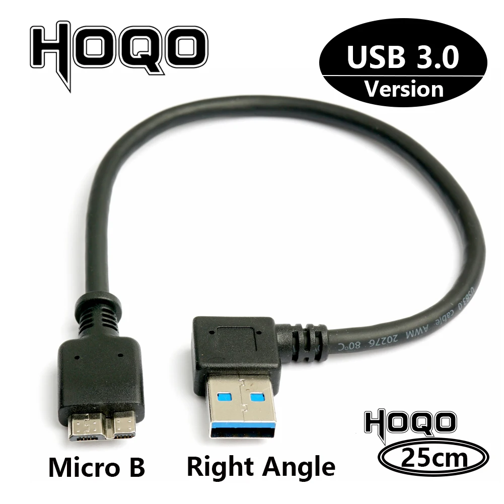 USB 3.0 Type A  to Micro B 90 Degree Up Down Angled With Lock Screws Mount Data cable USB 3.0 A to B 30cm connect hdd short cord