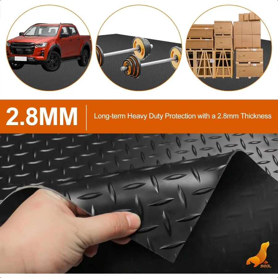 4x6 أقدام قسط المرآب الكلمة حصيرة الصلبة 2.8 مللي متر سميكة الأسود التجارية الصف الثقيلة وقوف السيارات حصيرة لسيارة الغولف أرضية المرآب #2