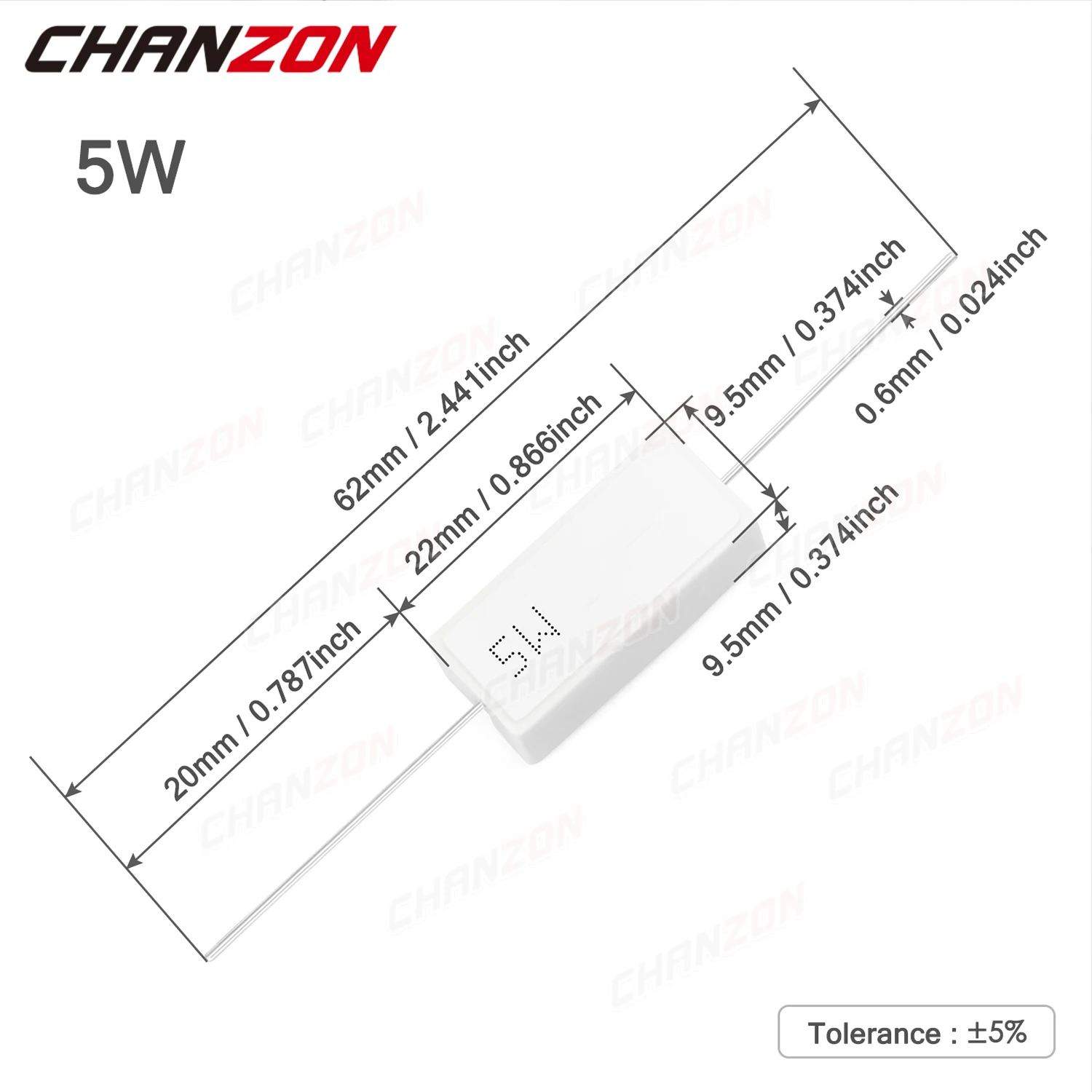 Resistori a filo avvolto in cemento da 10 pezzi 5W 5% 0,22 0,33 0,47 50 100 330 1K 10K Ohm 5Watt resistenza ceramica a filo fisso induttivo