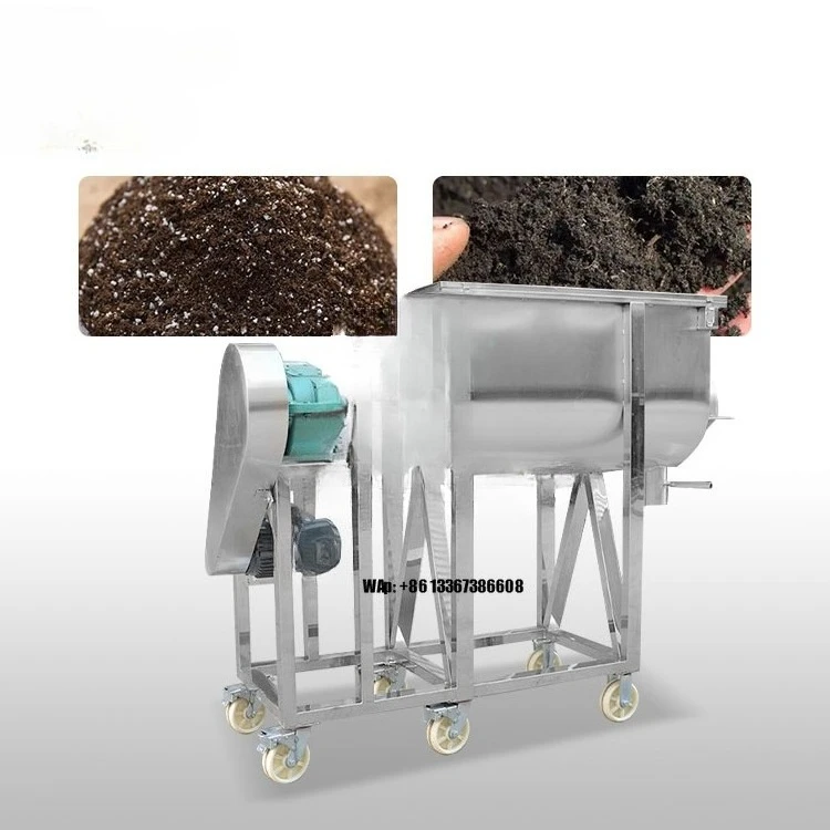 Industrial Mushroom Substrate Mixer Horizontal Stainless Steel Blend Ribbon Blender Equipment Dry Powder Mix Machine