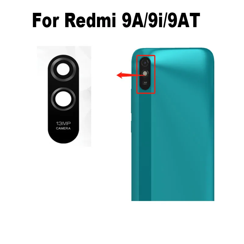 1PCS For Xiaomi Redmi 9A 9i 9AT Back Camera Glass Rear Lens Cover With Ahesive Sticker Replacement