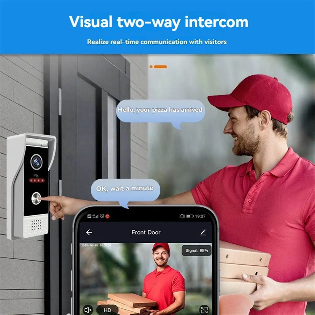 [T28C] TUYA Wifi Video Doorbell Intercom System with 10inch Touch Monitor Security Protection for Villa Home Access UK Plug