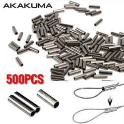 500Pcs Fishing Accessories Single/Double Aluminum Alloy Barrel Crimp Sleeves Connector Wire Leader Fishing Wire Tube Connectors