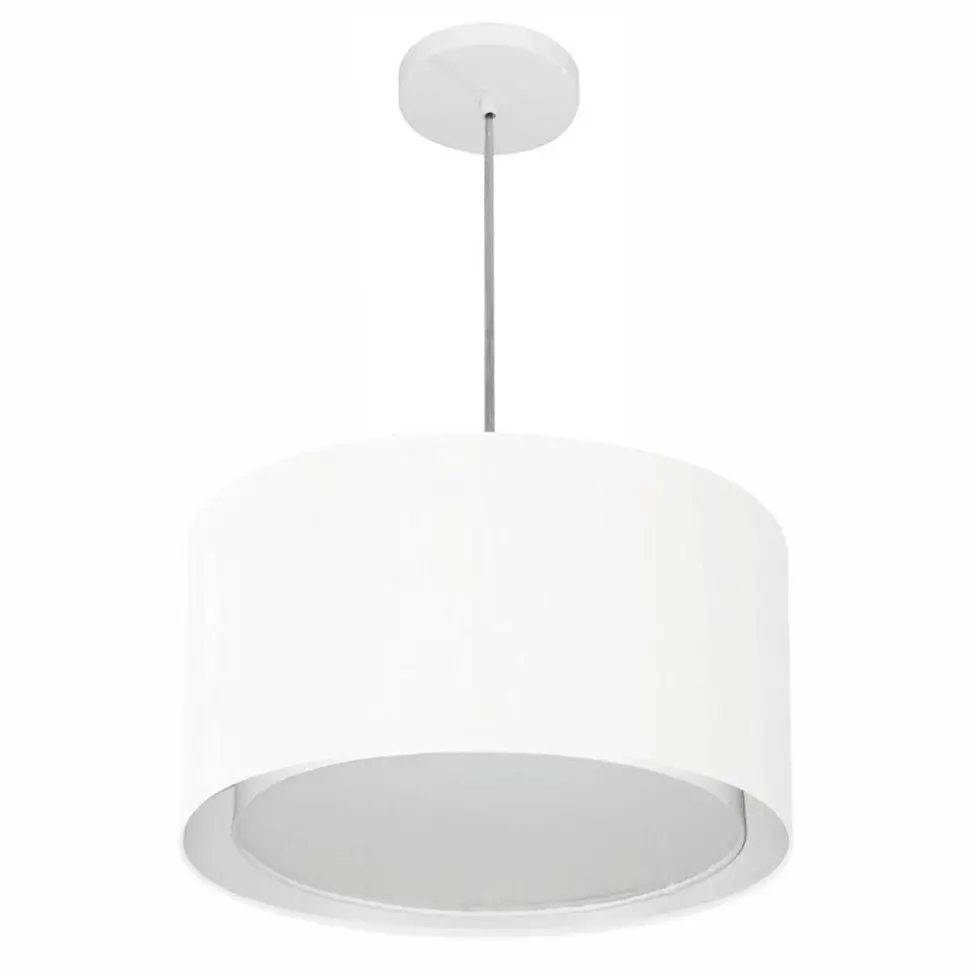 Md-4290 Double Cylinder Pendant Chandelier Dome Fabric 40x25cm White-Bivolt