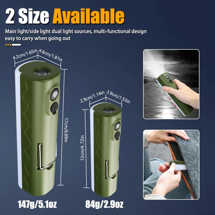 Rechargeable Handheld Flashlight RGB Color Camping Floodlight, 2 X 18650 Batteries, Outdoor Long-lasting Emergency Flashlight